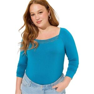 NWT Torrid Super Soft Lace Inset Long Sleeve Top - Size: L (12)